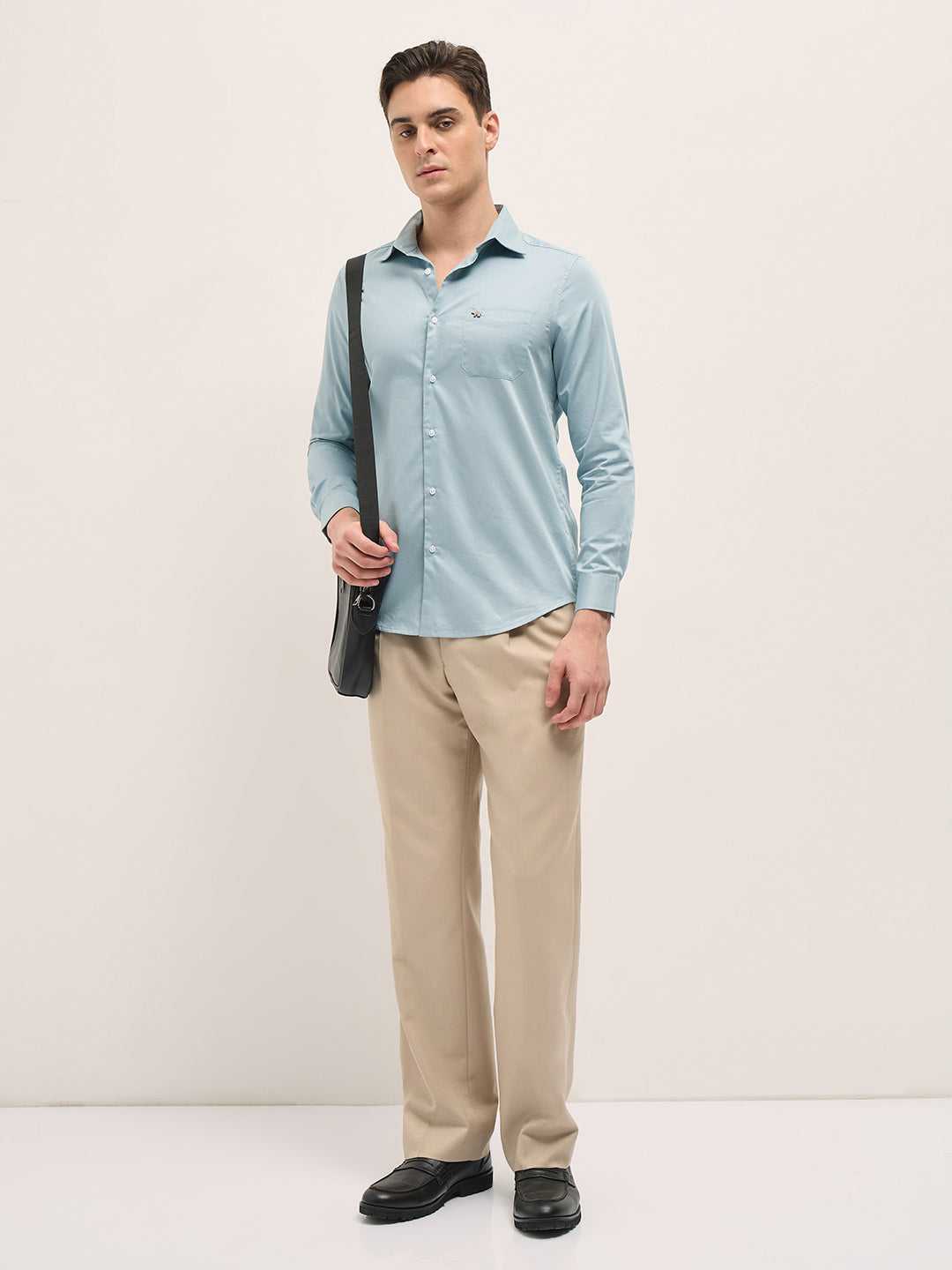 Men Shirt Light Blue Tailored Fit Solid Formal Shirt