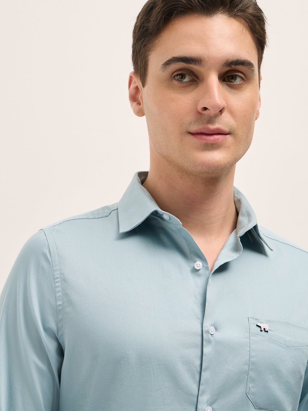 Men Shirt Light Blue Tailored Fit Solid Formal Shirt