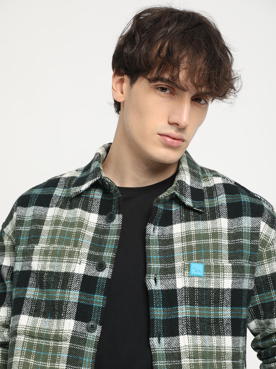 Men  Multi-color Checkered Relax Fit Shacket