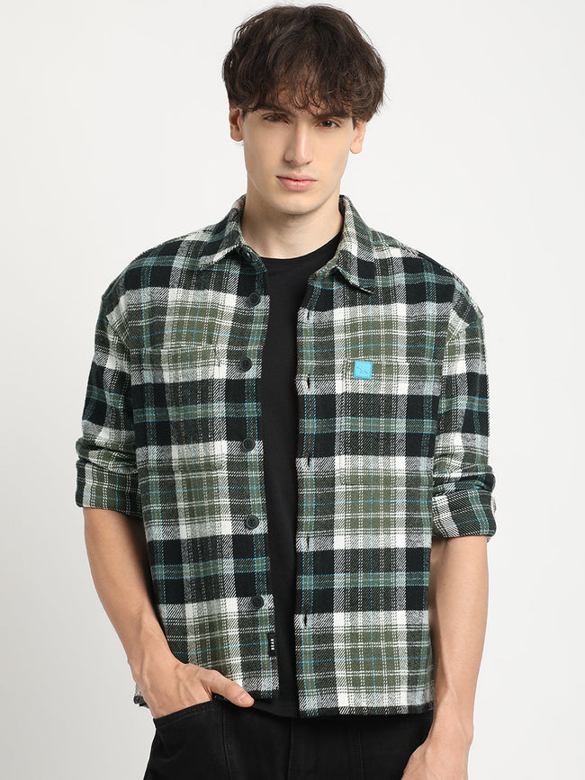 Men  Multi-color Checkered Relax Fit Shacket