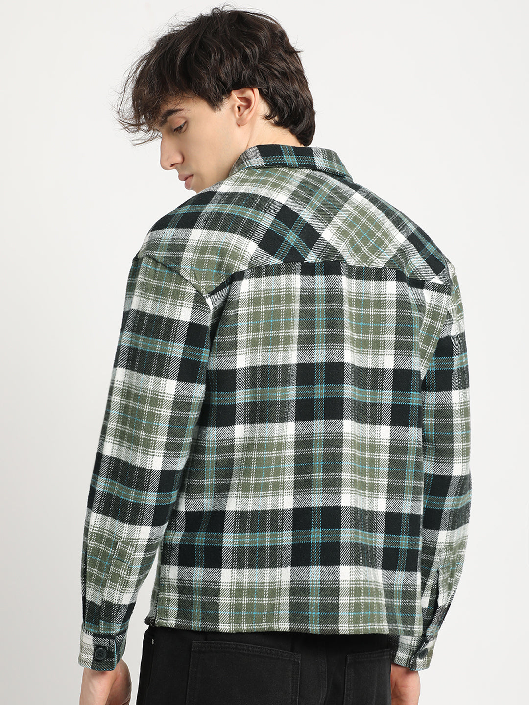 Men  Multi-color Checkered Relax Fit Shacket