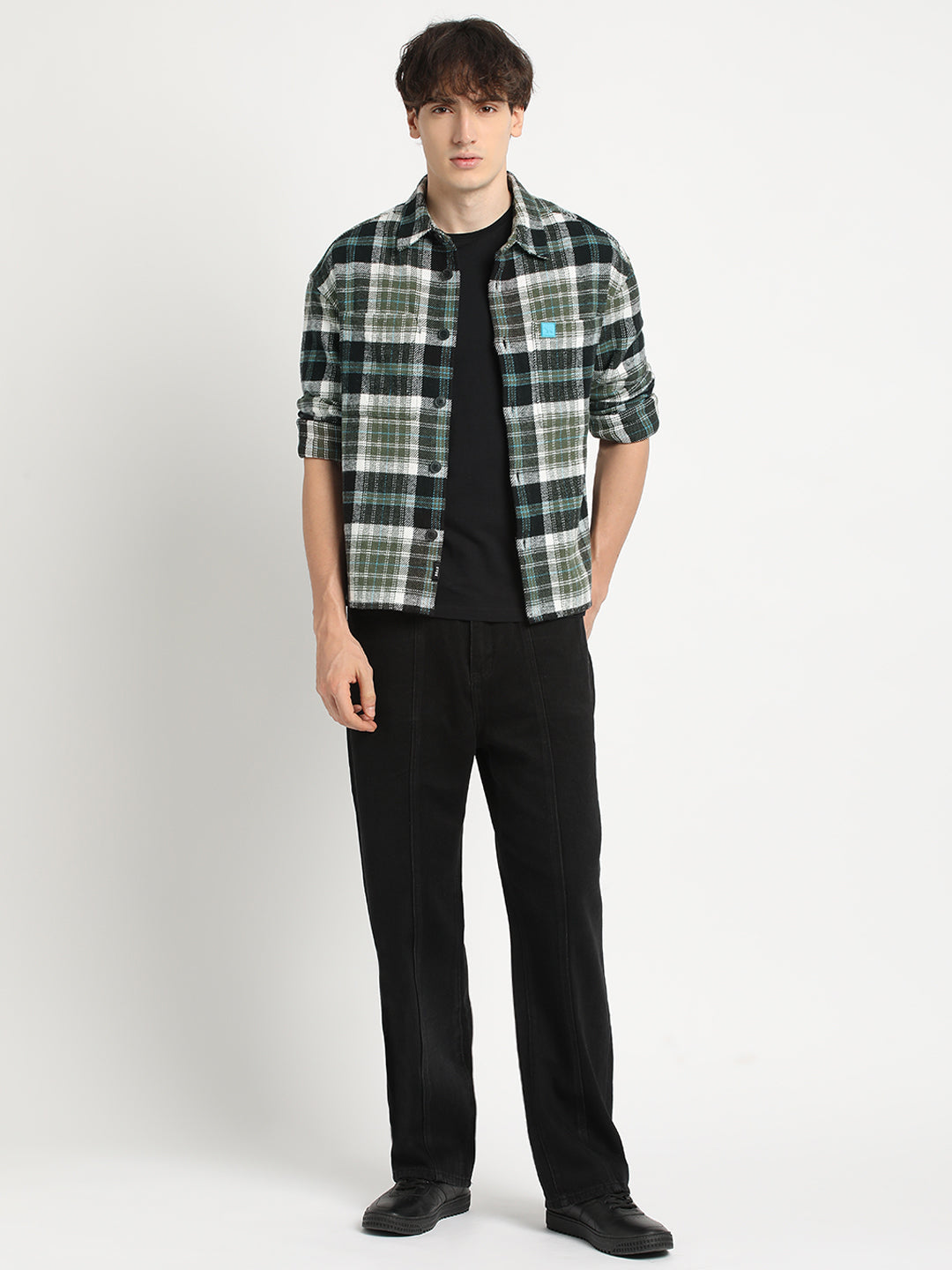 Men  Multi-color Checkered Relax Fit Shacket