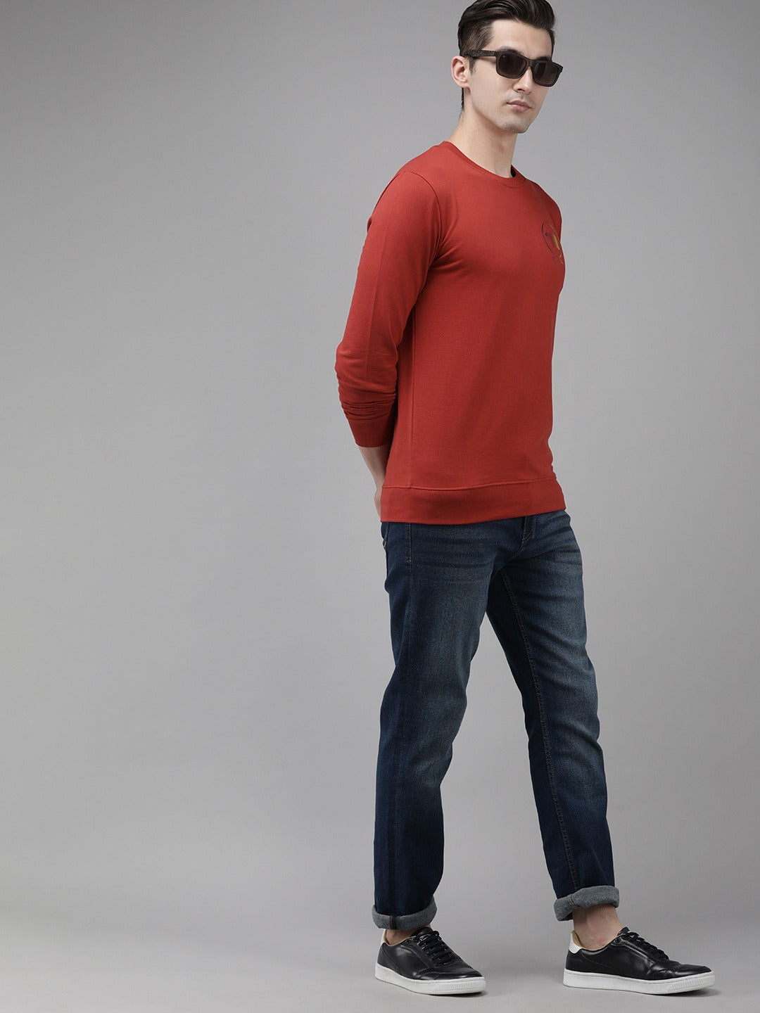 Men Ardor Edition Red Slim Fit Printed Pure Cotton Sweatshirt