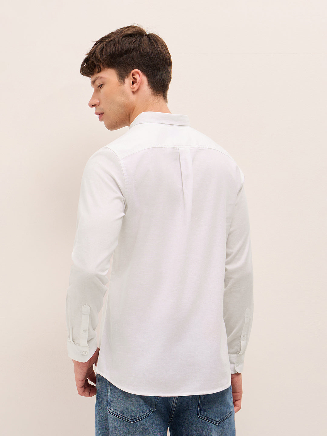 Men Solid Cotton Linen Casual Shirt