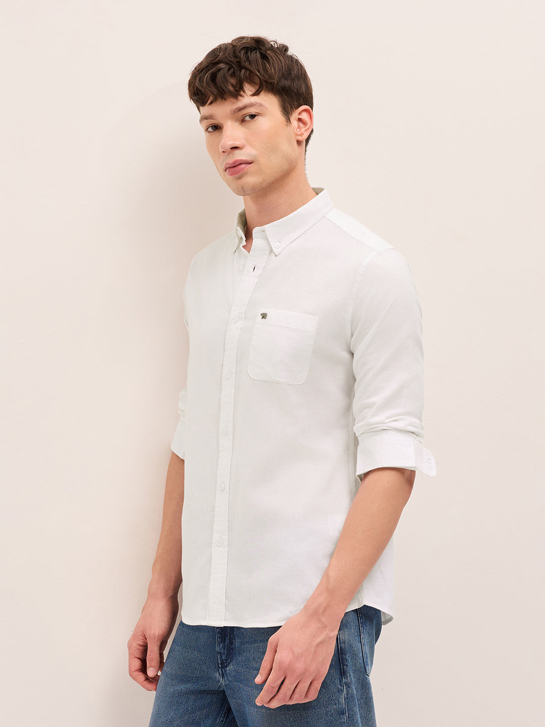 Men Solid Cotton Linen Casual Shirt
