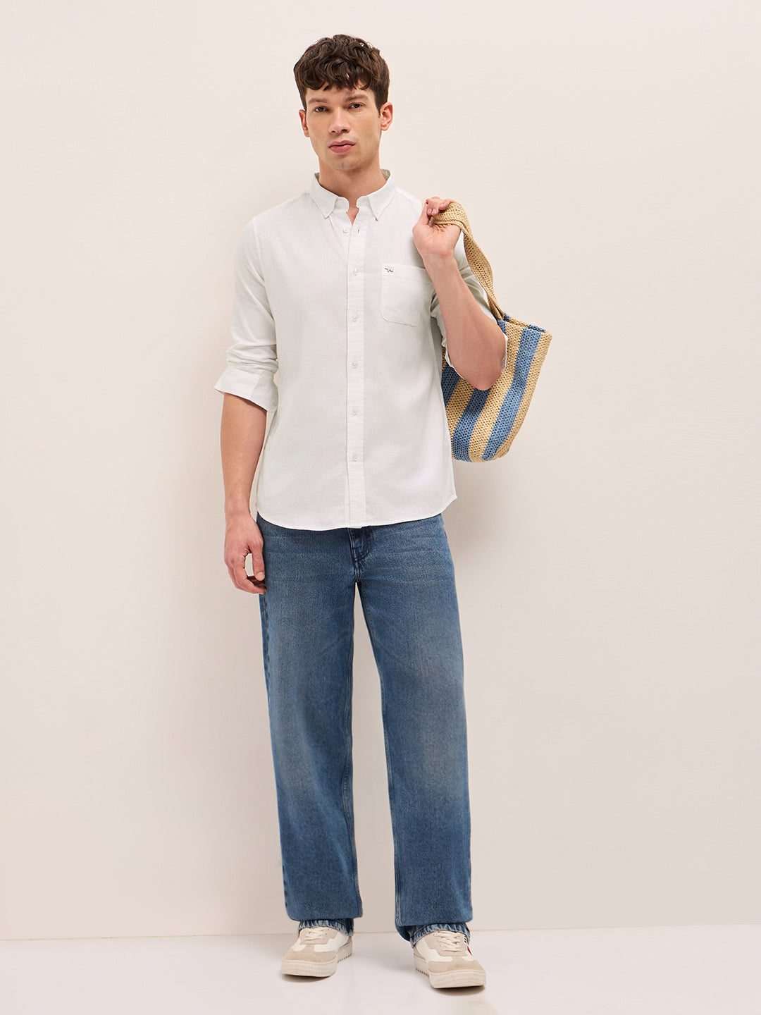 Men Solid Cotton Linen Casual Shirt