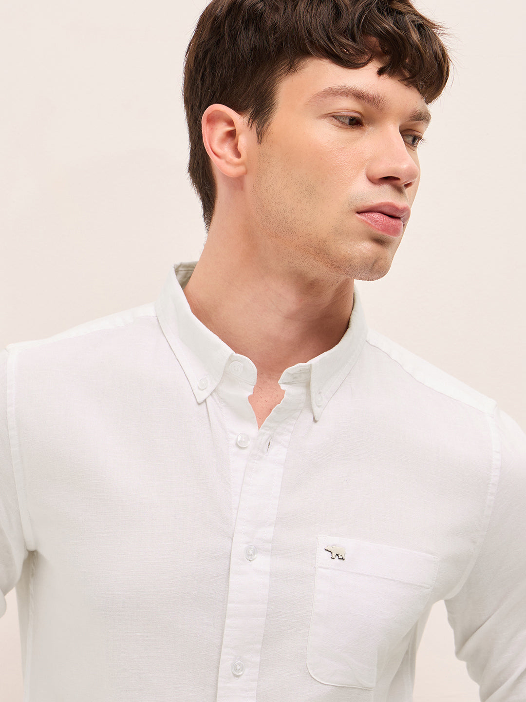Men Solid Cotton Linen Casual Shirt
