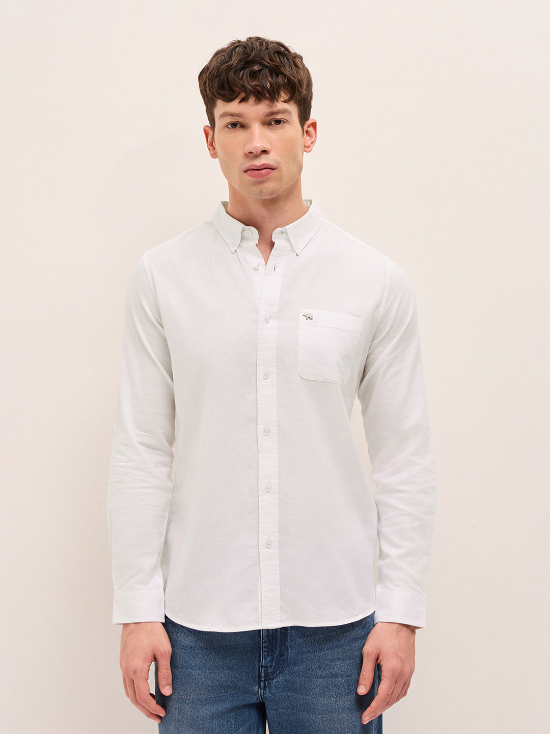 Men Solid Cotton Linen Casual Shirt
