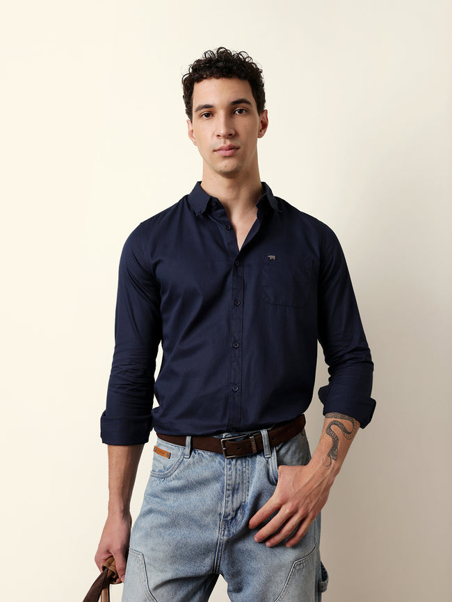 Men Solid Casual Full-Sleeve Shirt