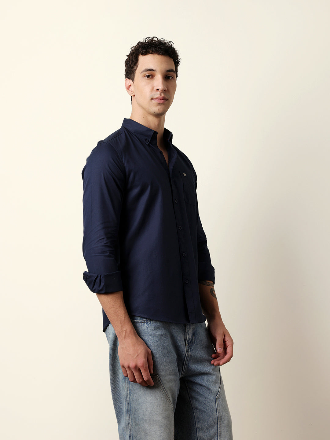 Men Solid Casual Full-Sleeve Shirt