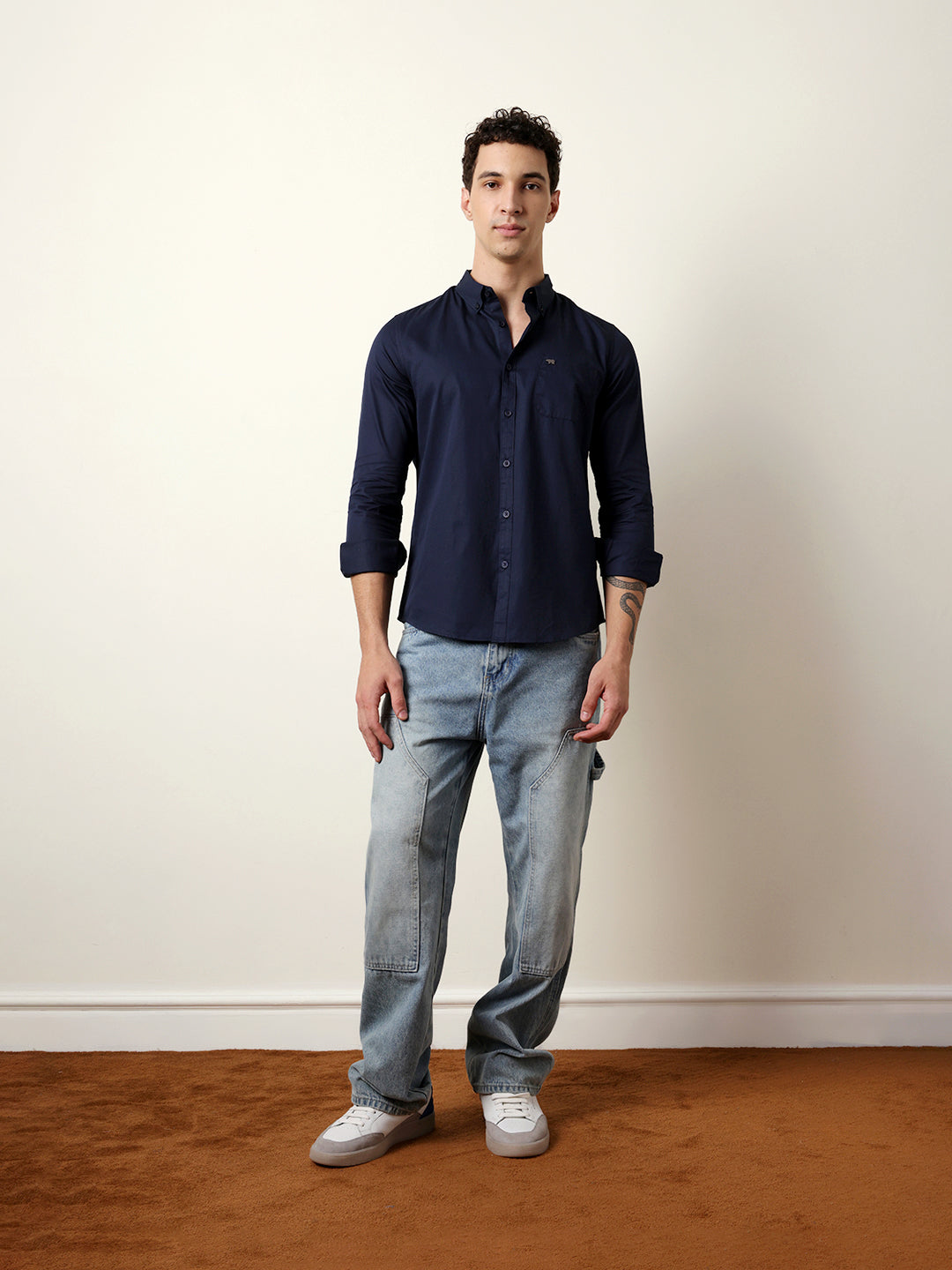 Men Solid Casual Full-Sleeve Shirt