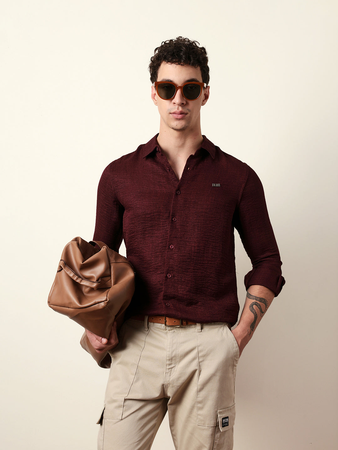 Men Solid Casual Full-Sleeve Shirt