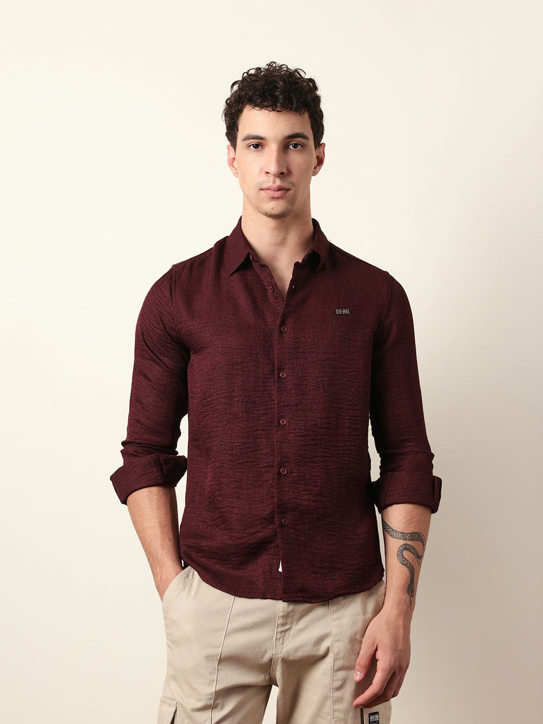 Men Solid Casual Full-Sleeve Shirt