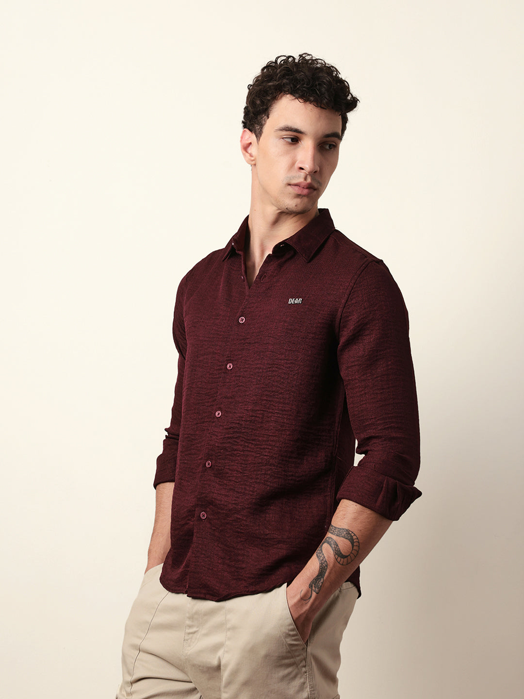 Men Solid Casual Full-Sleeve Shirt