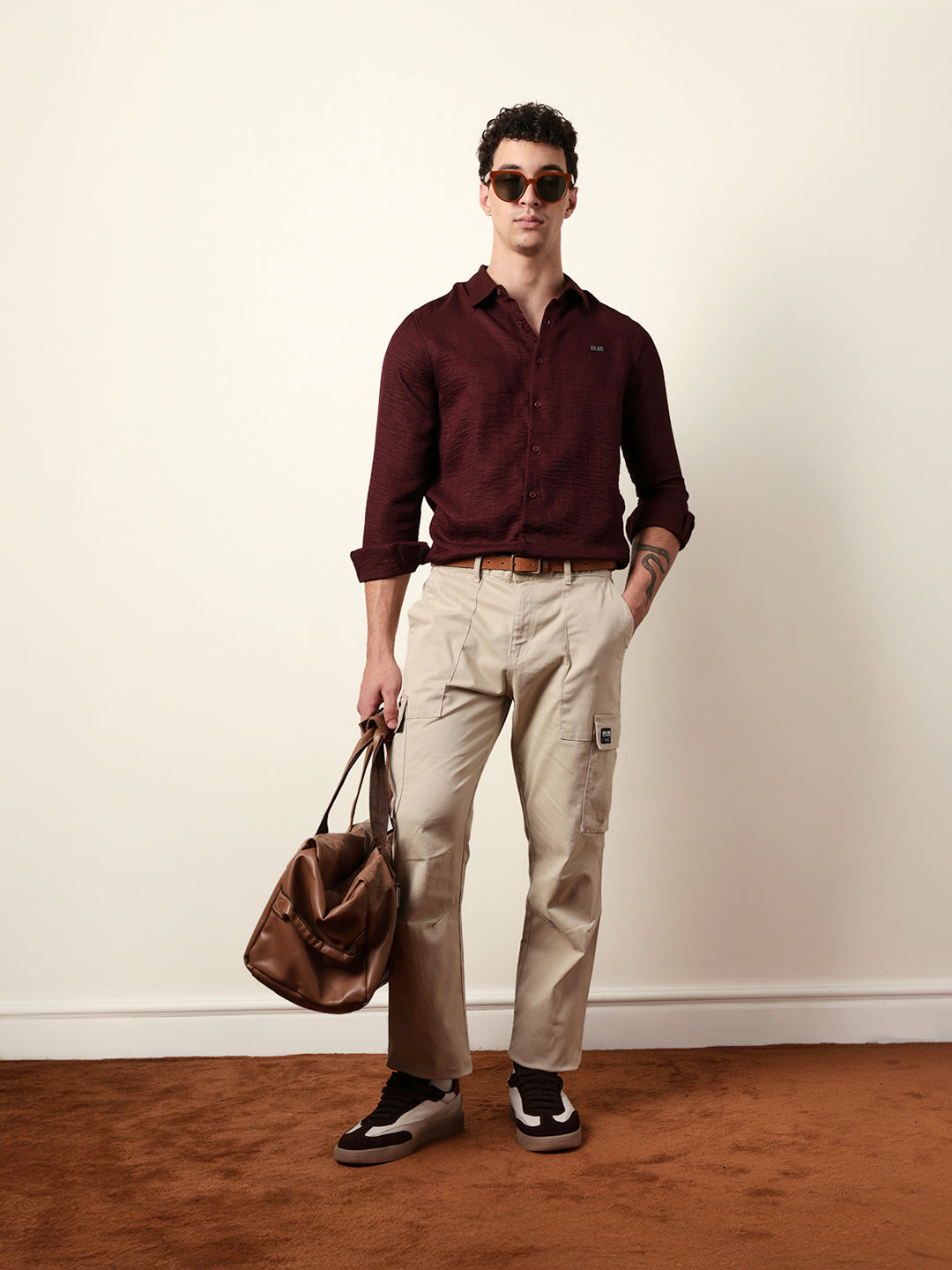 Men Solid Casual Full-Sleeve Shirt