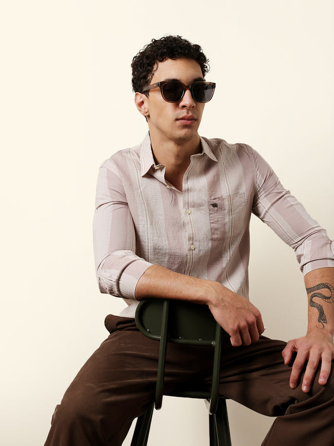 Men Striped Casual Full-Sleeve Shirt