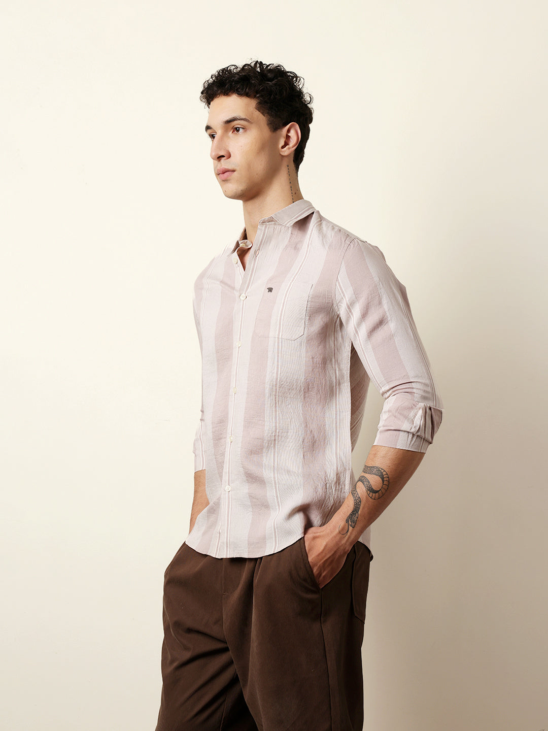 Men Striped Casual Full-Sleeve Shirt