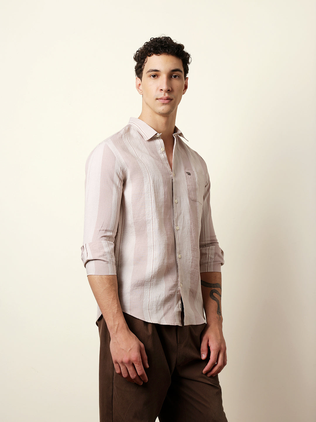 Men Striped Casual Full-Sleeve Shirt