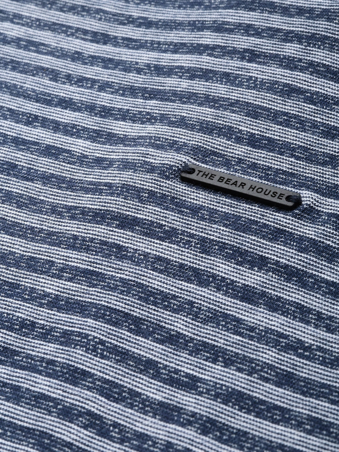 Men Blue Cotton Striped T-Shirt