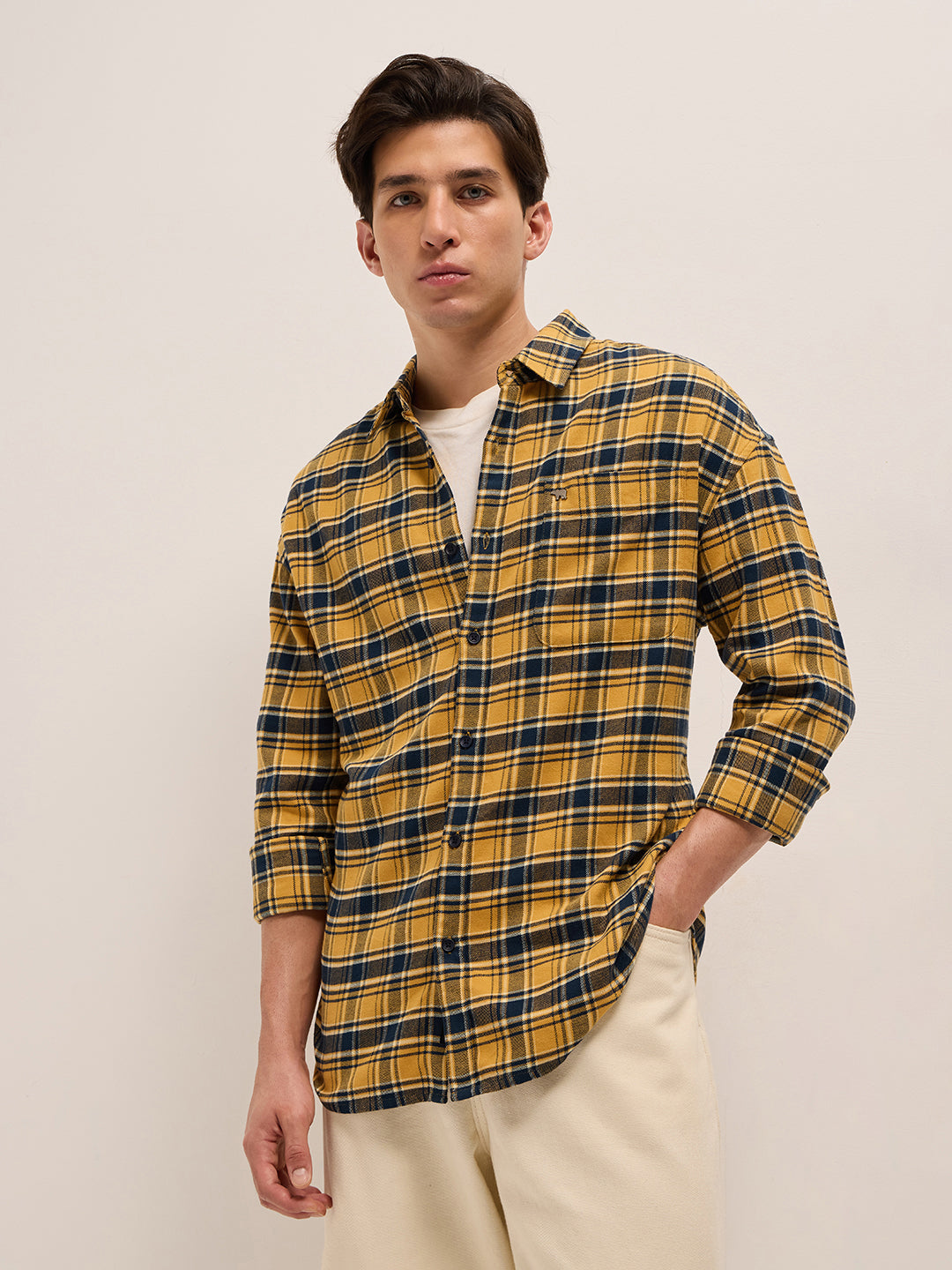 Men Yellow Casual Shirt