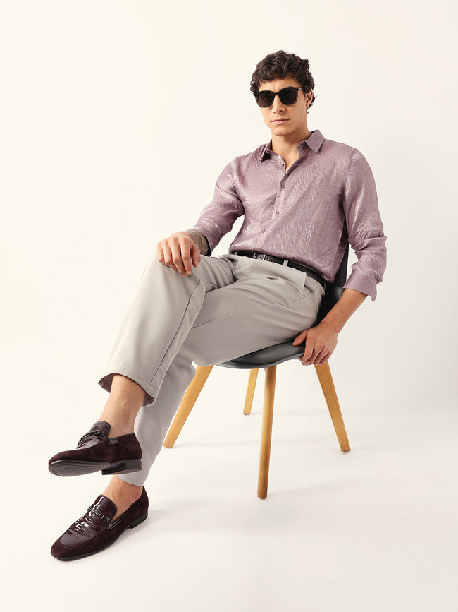 Men Purple Viscose Rayon Checked Shirt