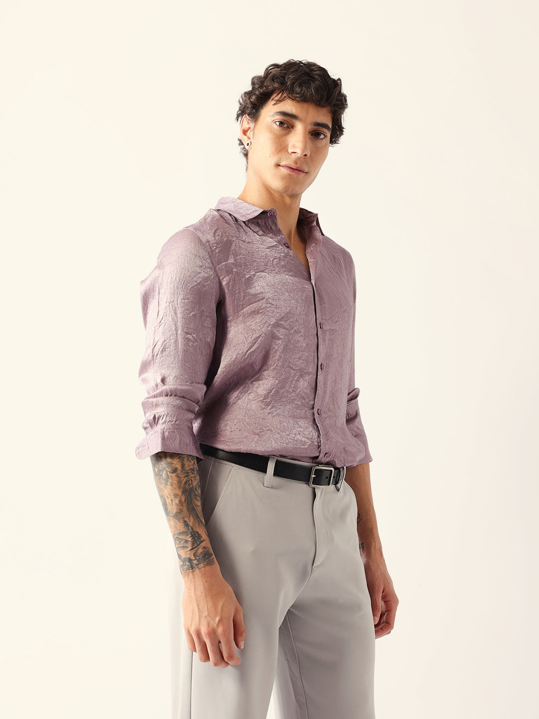 Men Purple Viscose Rayon Checked Shirt