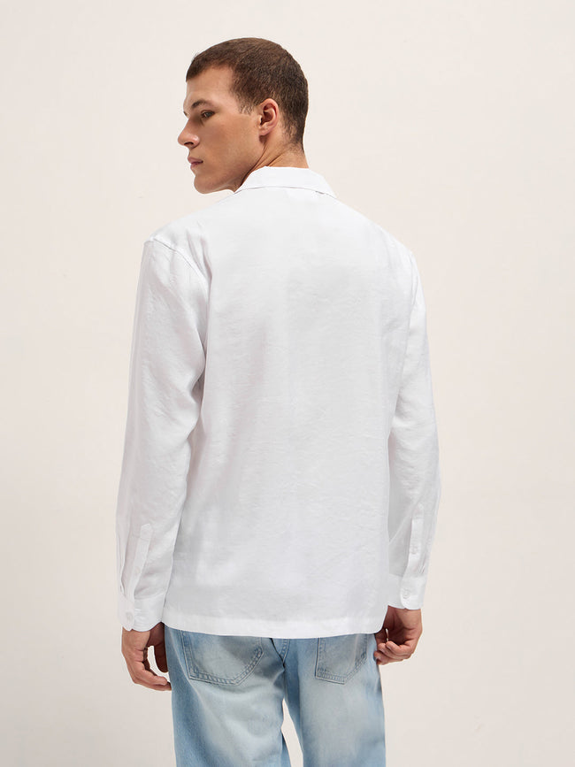 Men White Lenzing Modal Solid Oversize Fit Casual Shirt