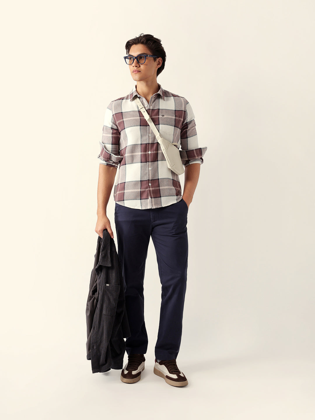 Men Pink Cotton Checked Shirt