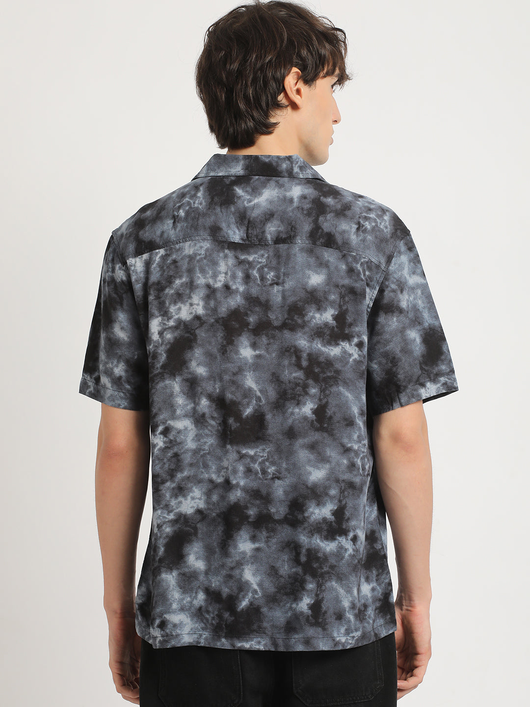 Men Black Tie-Dye Regular Fit Viscose Rayon Casual Shirt