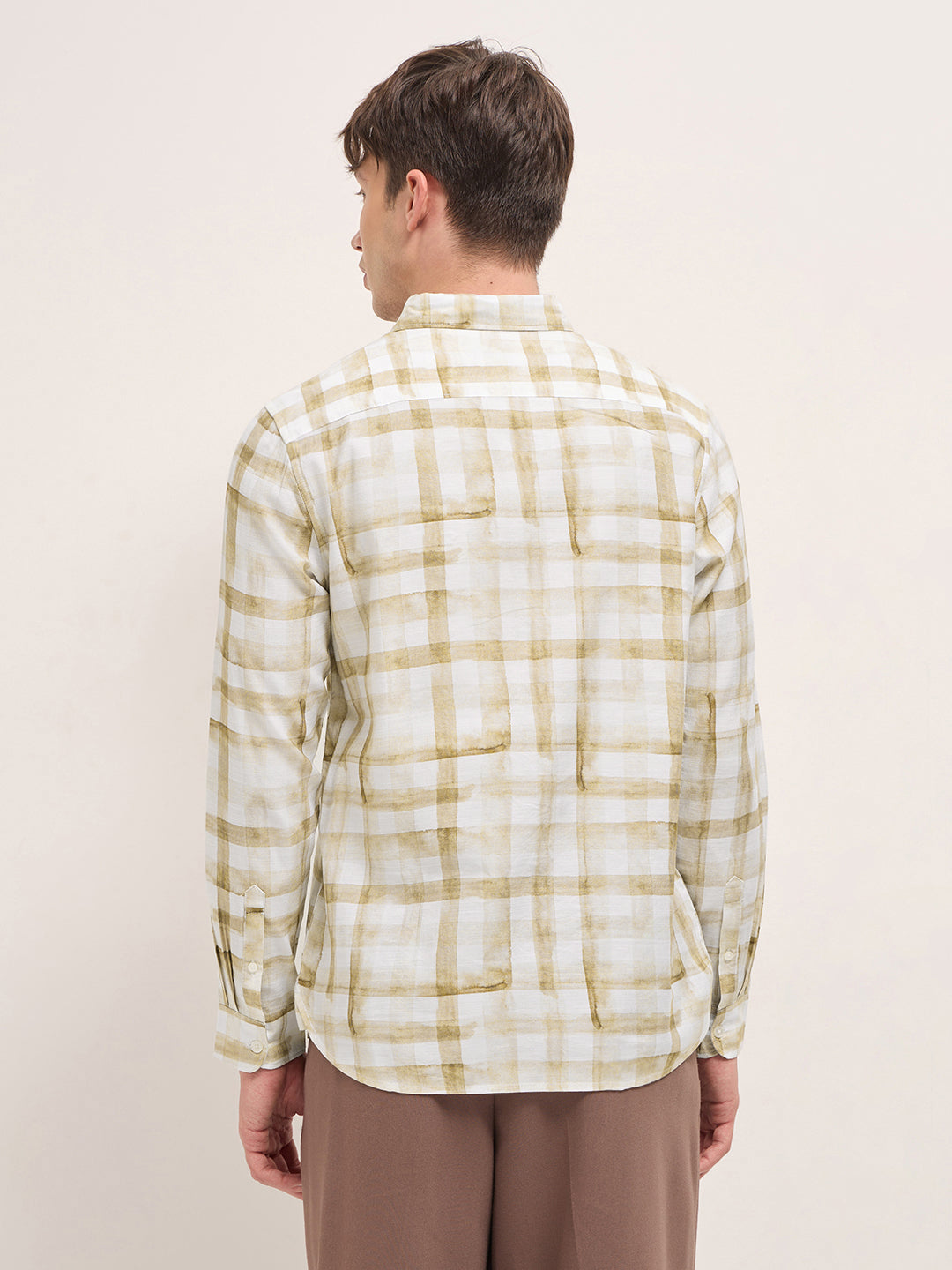 Men Mustard Checked Shirt