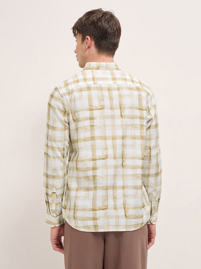 Men Mustard Checked Shirt