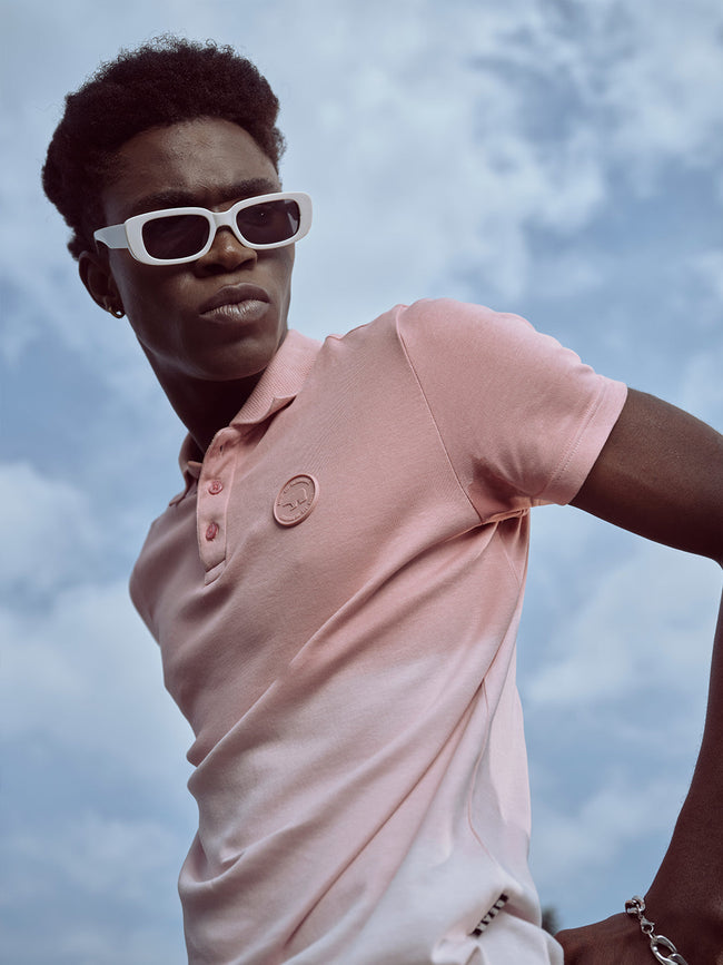 Men Ardor Edition Pink & White Ombre dyed Slim Fit Knitted Polo Collar T-shirt