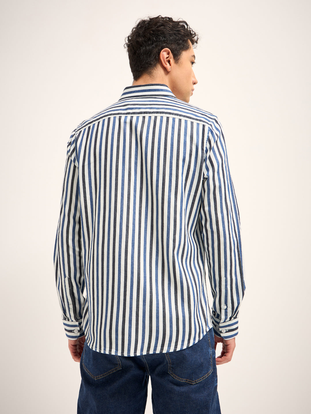 Men Multi-Color Stripe Slim Fit Casual Shirt
