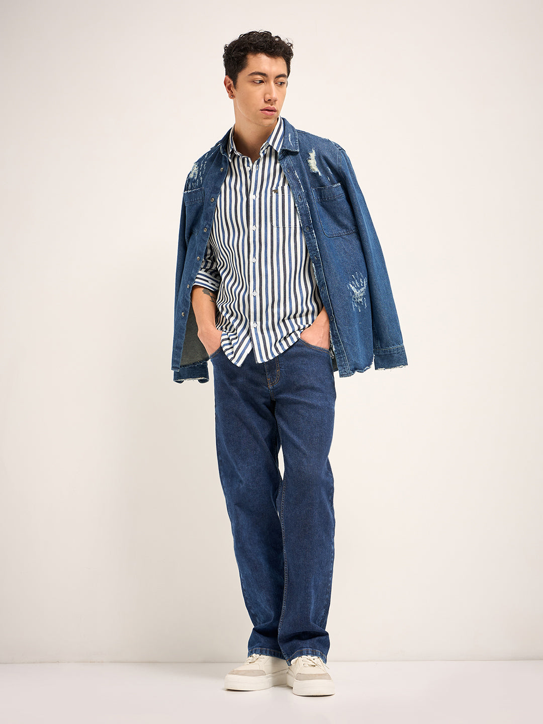 Men Multi-Color Stripe Slim Fit Casual Shirt