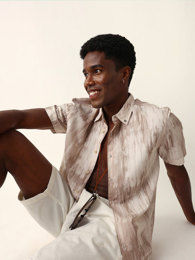 Men Beige Printed Shirt