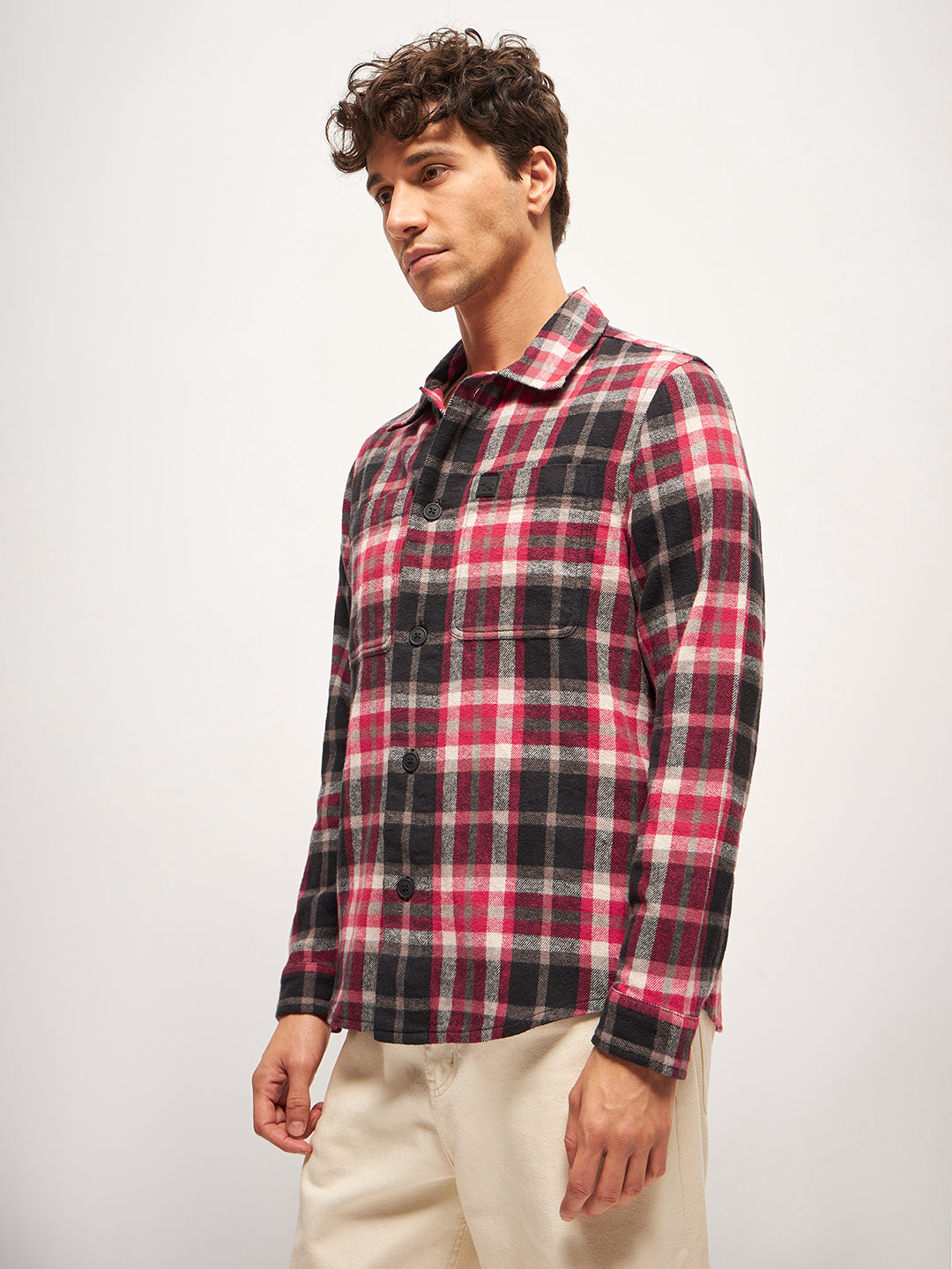 Men Multi-Color Checked Regular Fit Overshirt