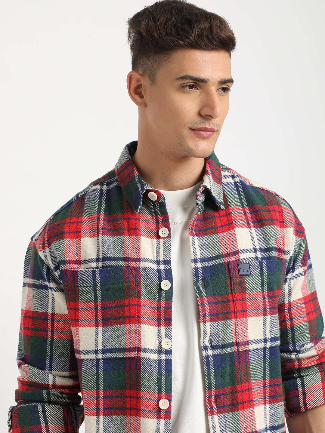 Men  Multi-color Checkered Relax Fit Shacket