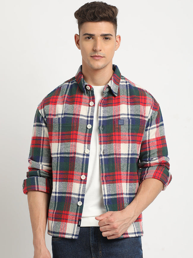 Men  Multi-color Checkered Relax Fit Shacket