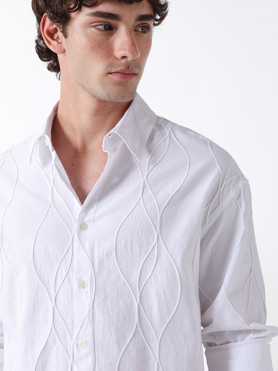 Men White Cotton Overshirt