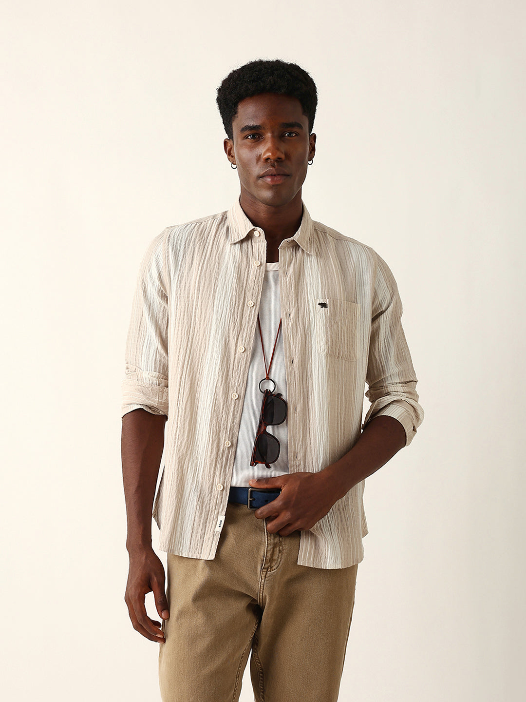 Men Beige Casual Shirt