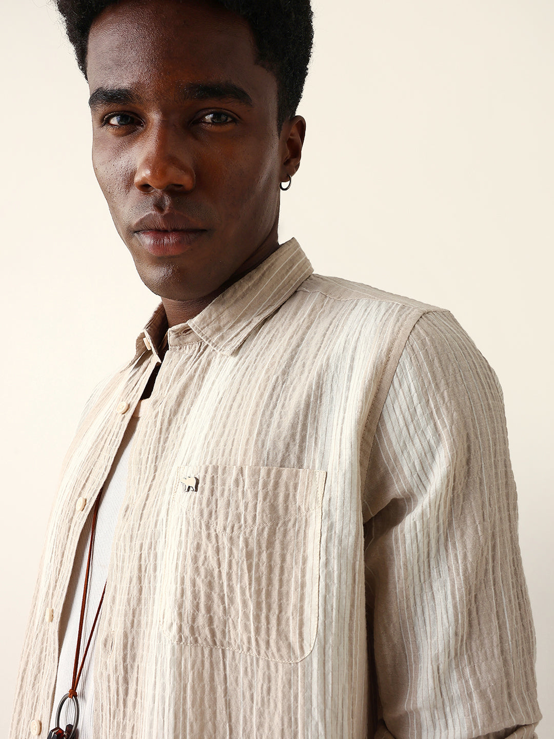Men Beige Casual Shirt