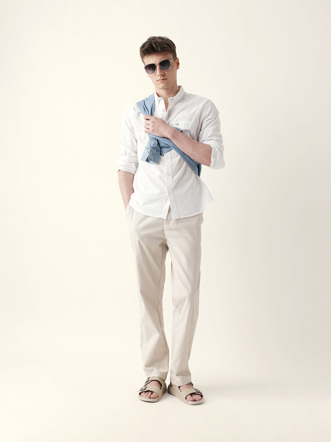 Men Casual Solid Button-Down Shirt