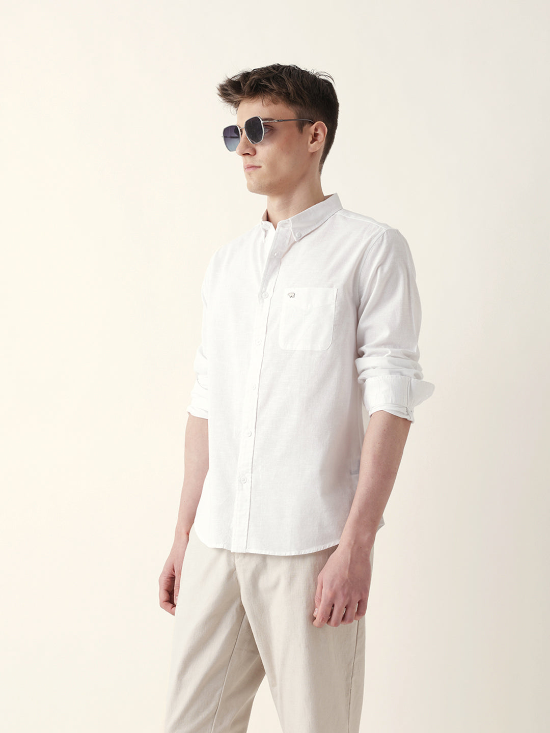 Men Casual Solid Button-Down Shirt
