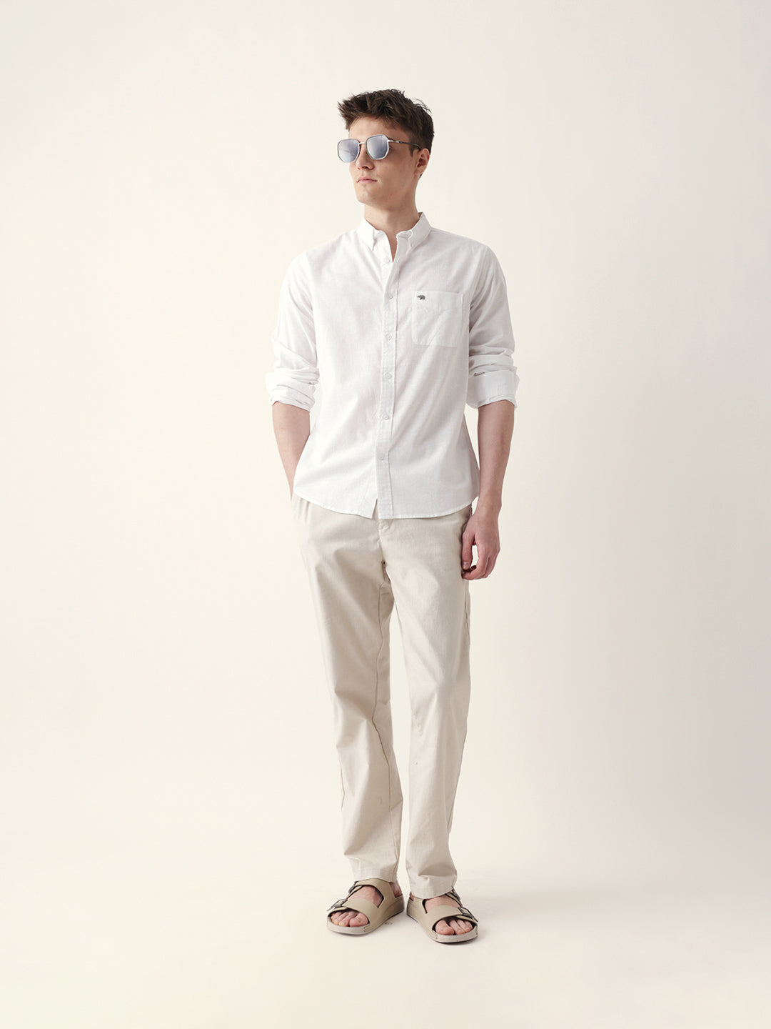 Men Casual Solid Button-Down Shirt