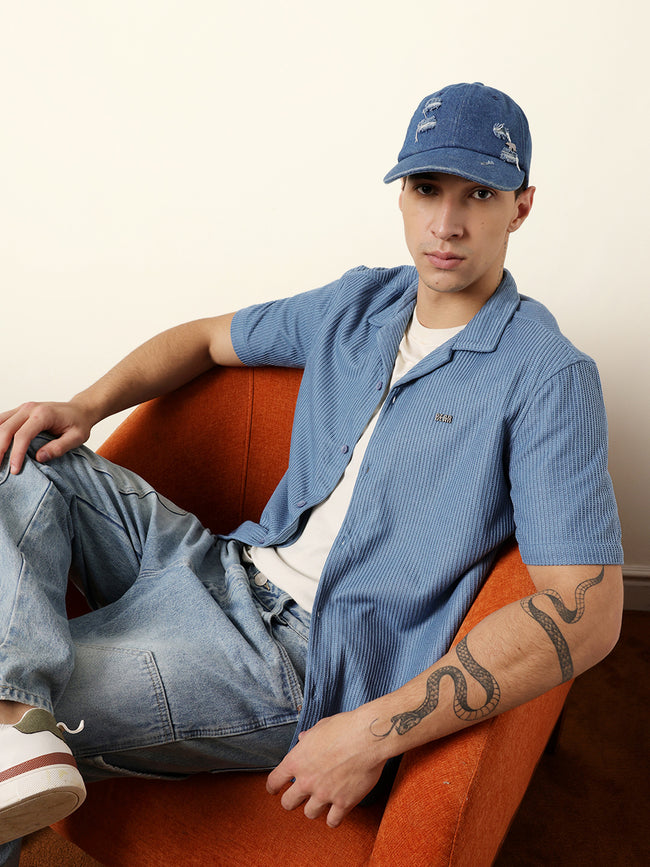Men Solid Casual Half-Sleeve Shirt