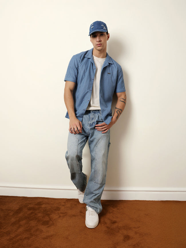 Men Solid Casual Half-Sleeve Shirt