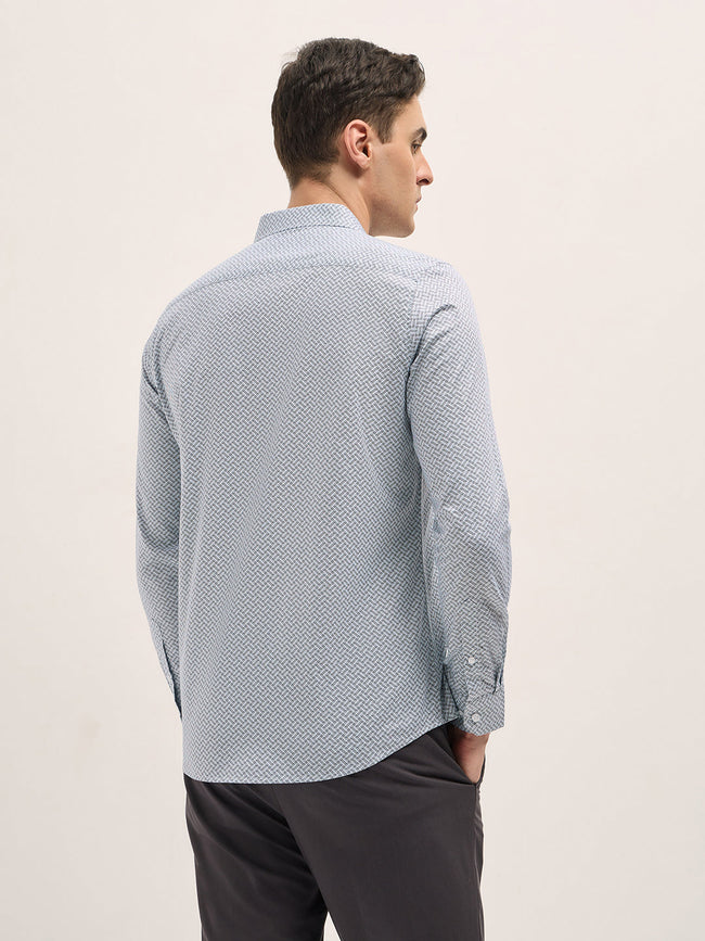 Men Light Blue Geometric Printed Tailored Fit Formal Shirt