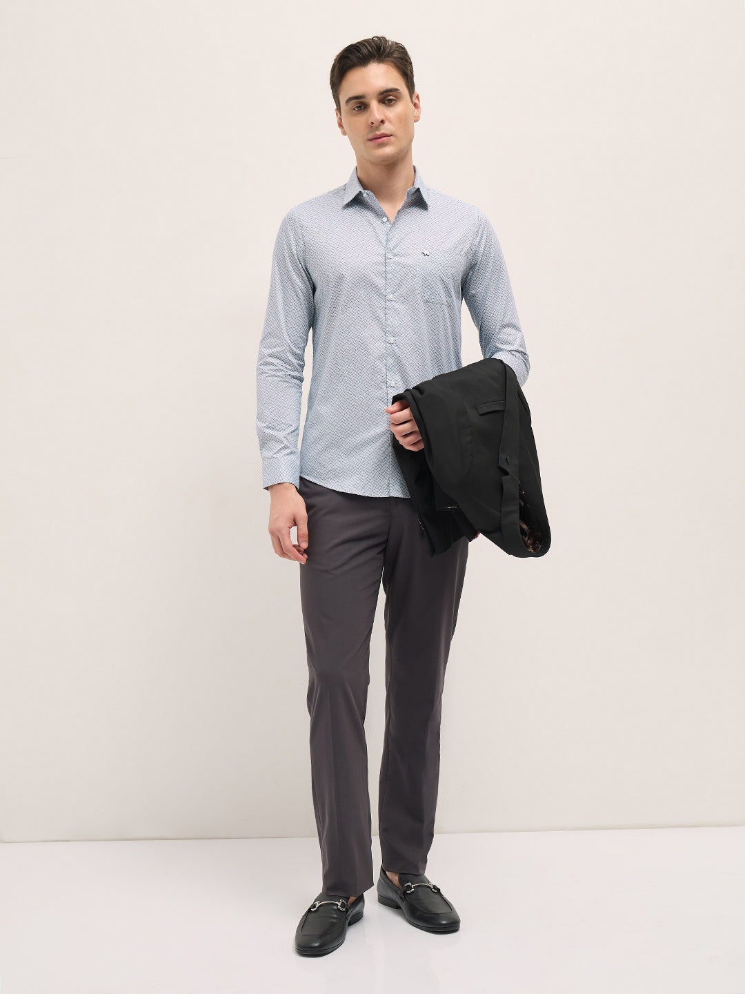 Men Light Blue Geometric Printed Tailored Fit Formal Shirt