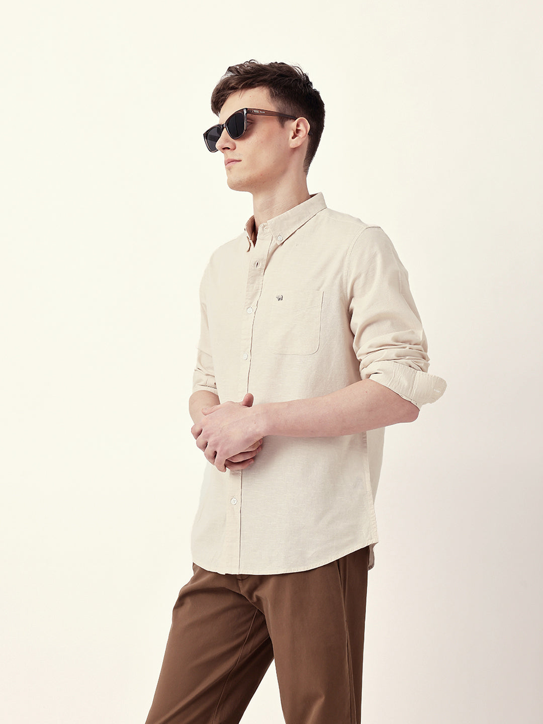 Men Casual Solid Button-Down Shirt