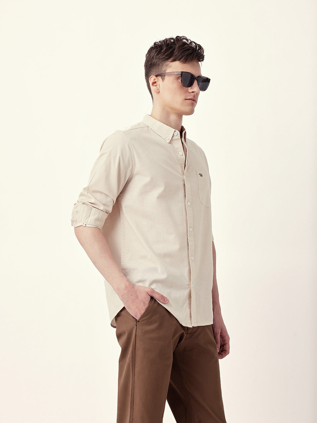 Men Casual Solid Button-Down Shirt
